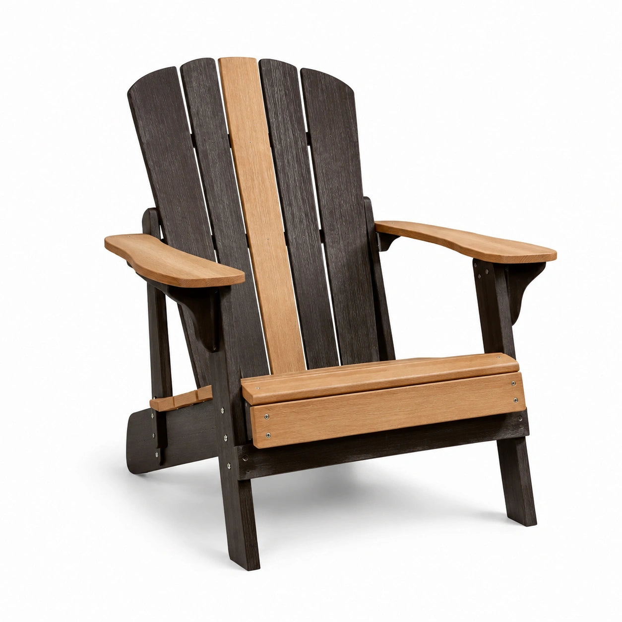 Silla Adirondack de Madera Plástica Negra y Marrón para Exterior