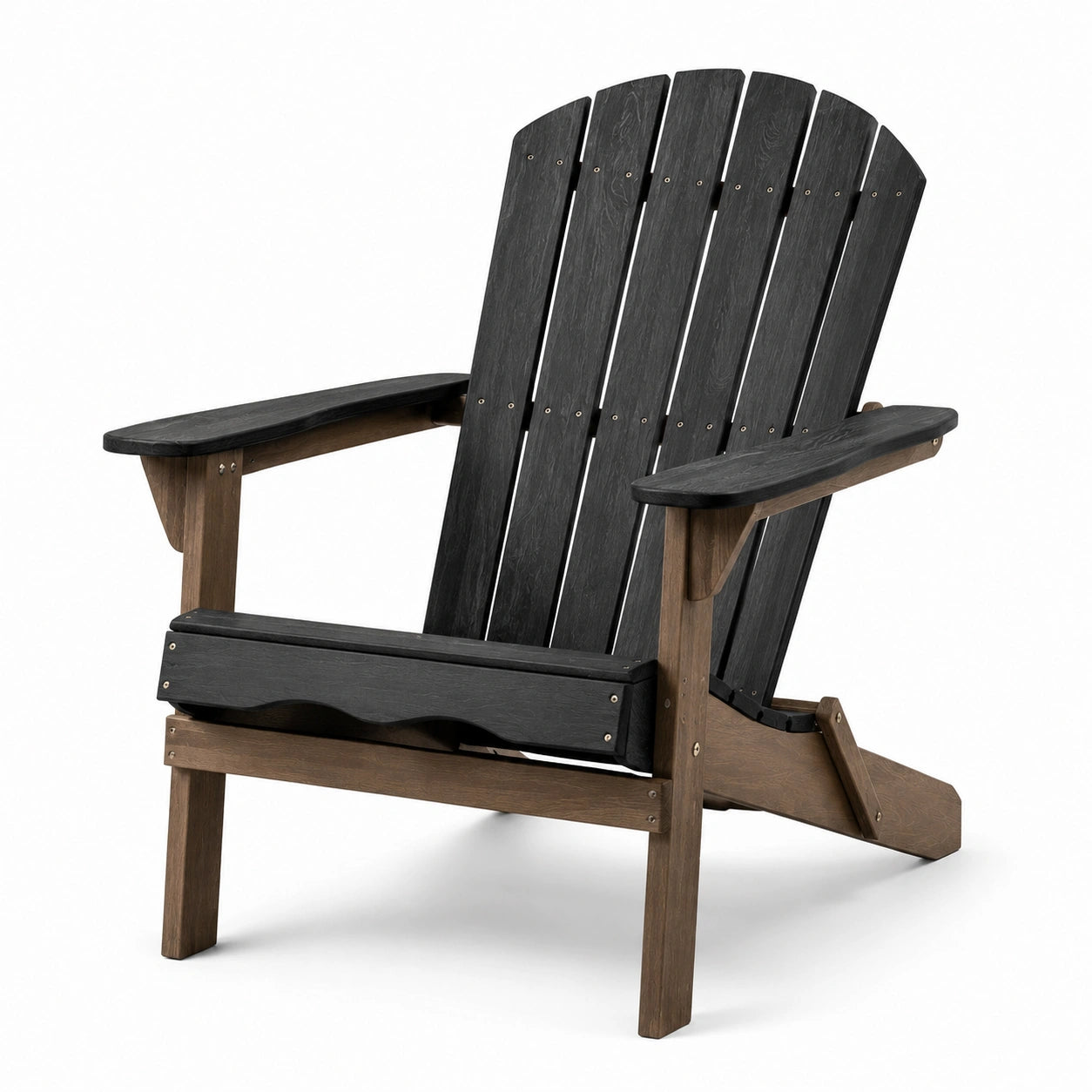Silla Adirondack de Madera y Polietileno Negro