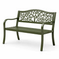 Banco de metal verde con respaldo de árbol 128cm