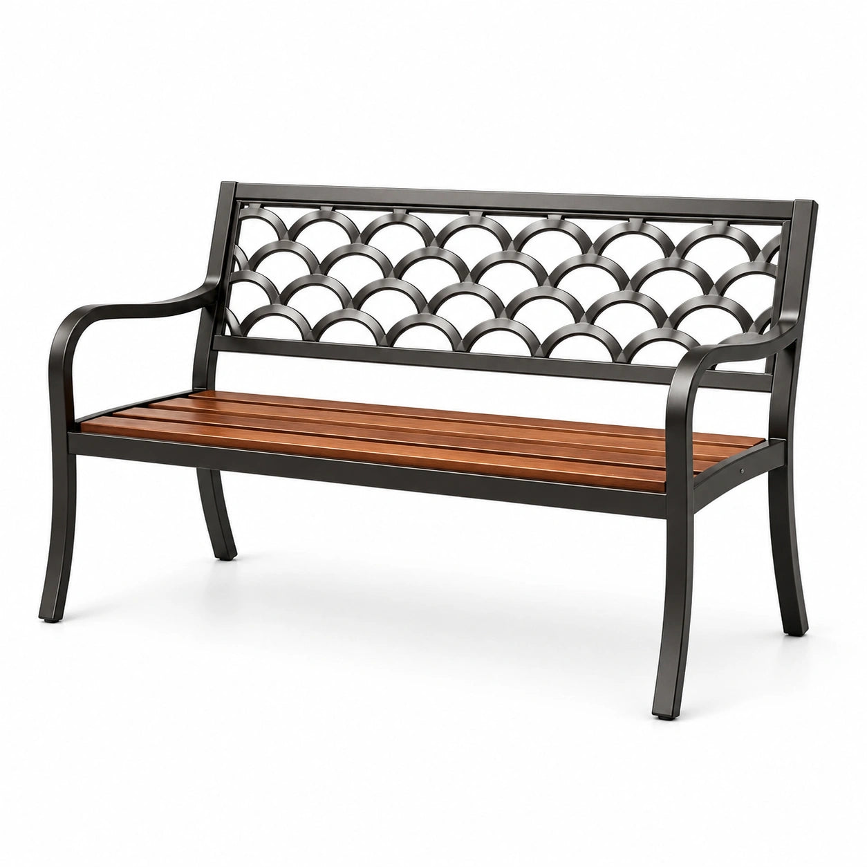 Banco de jardín de acero y madera 127 cm