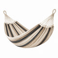 Hamaca de lona rayada beige y negro 200x150 cm