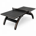 Mesa de ping-pong negra con estructura de acero y tablero de MDF de 25 mm